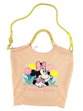 Disney Minnie Mouse Beauty In Bloom Tan Tote Bag Embroidered New Without Tags